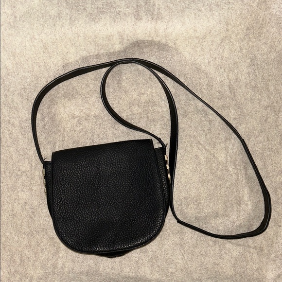 Express Handbags - Express Pebble Pleather Black Crossbody Bag with Silver Detail